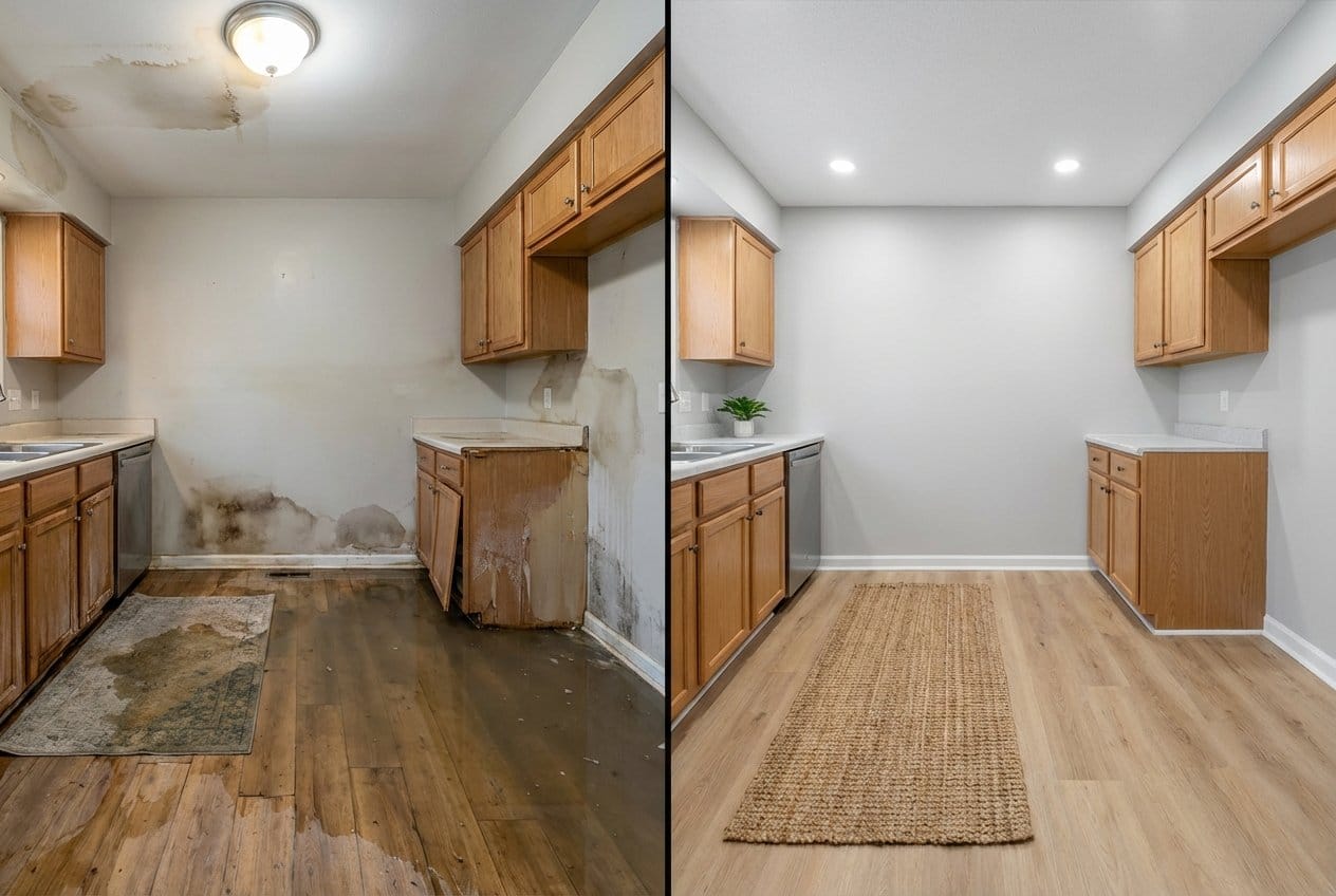 Water Damage Restoration restoration — home kitchen of colonial residence in Bergenfield, NJ